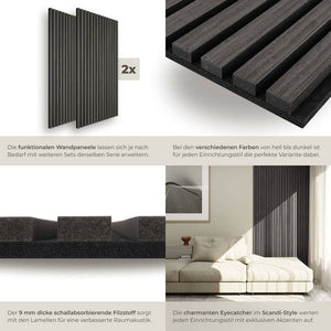 Akustikpaneele Sonic Wall Eiche schwarz 2er Set