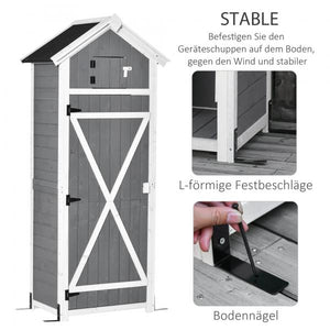 Gerätehaus Geräteschuppen mit Klapptisch Grau Weiss