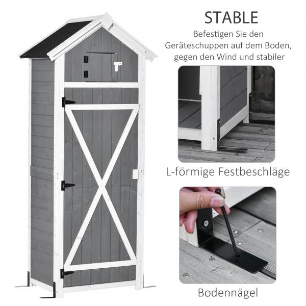 Gerätehaus Geräteschuppen mit Klapptisch Grau Weiss