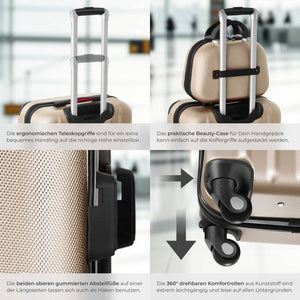 Hartschalenkoffer und Beauty-Case Set 4-tlg. Champagner