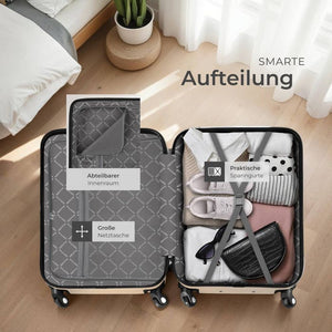 Hartschalenkoffer und Beauty-Case Set 4-tlg. Champagner