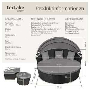 Rattan Sonneninsel Santorin schwarz