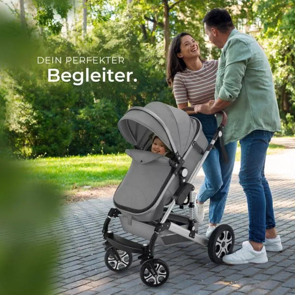Kombi-Kinderwagen Mats klappbar mit 5-Punkt-Gurt grau