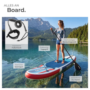 Stand-Up Paddle Board 2in1 Poseidon rot/blau 288 cm ohne Kamerahalterung