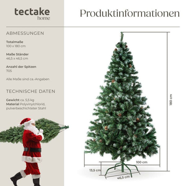 Künstlicher Weihnachtsbaum mit Zapfen, 180 cm