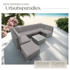 Rattan Lounge Venedig grau