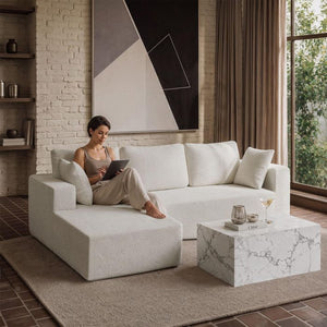 Sofa Relax Boneless L-Form Bouclé creme