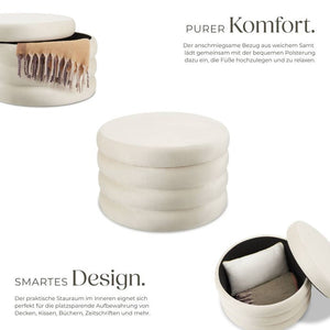 Sitzhocker mit Stauraum Altu XL Samtoptik creme-weiß