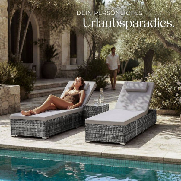 Rattan-Doppelliege Carbonera grau