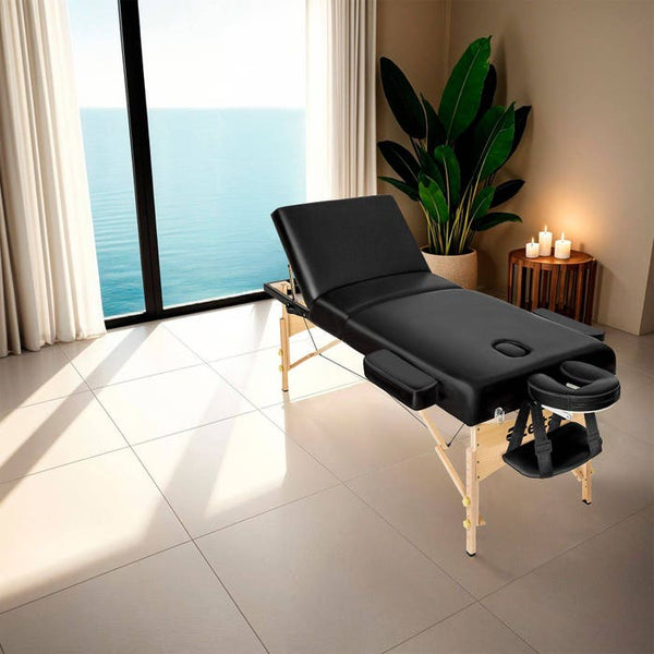 3 Zonen Massageliege schwarz