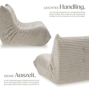 Relaxsessel Logo Premiumschaumstoff Samtcord beige