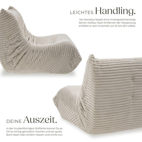 Relaxsessel Logo Premiumschaumstoff Samtcord beige