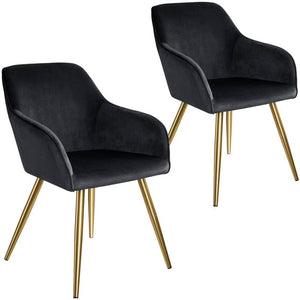 2er Set Stuhl Marilyn Samtoptik, schwarz/gold