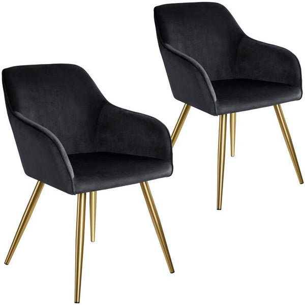 2er Set Stuhl Marilyn Samtoptik, schwarz/gold