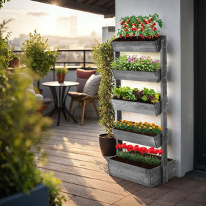 Vertikalbeet Flora grau 81 x 52 x 180 cm
