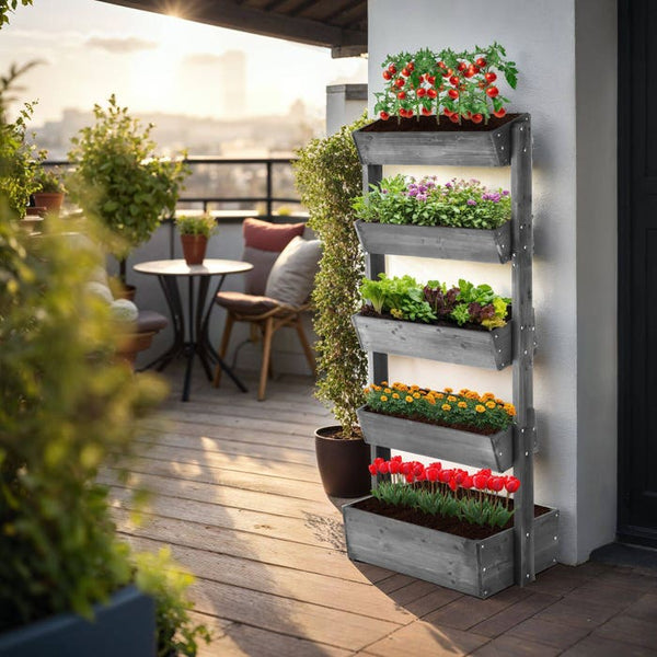 Vertikalbeet Flora grau 81 x 52 x 180 cm