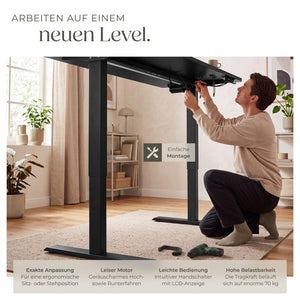 Elektrisch höhenverstellbarer Schreibtisch Loki schwarz 120 x 60 cm