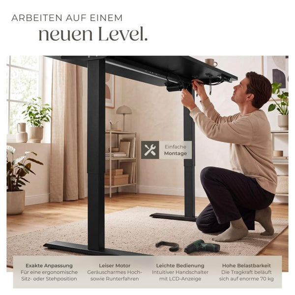 Elektrisch höhenverstellbarer Schreibtisch Loki schwarz 120 x 60 cm