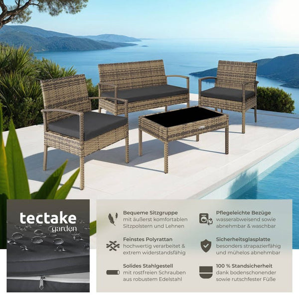 Rattan Sitzgruppe Sparta 3+1 natur