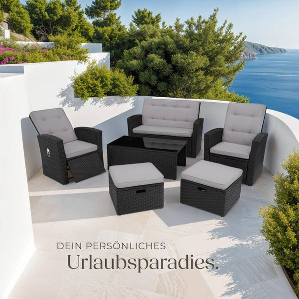Rattan Lounge Bari - schwarz
