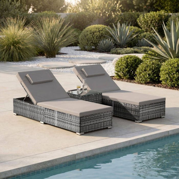 Rattan-Doppelliege Carbonera grau