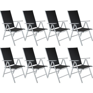 8 Aluminium Gartenstühle - schwarz / silber