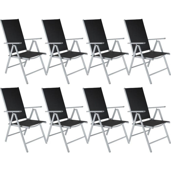 8 Aluminium Gartenstühle - schwarz / silber