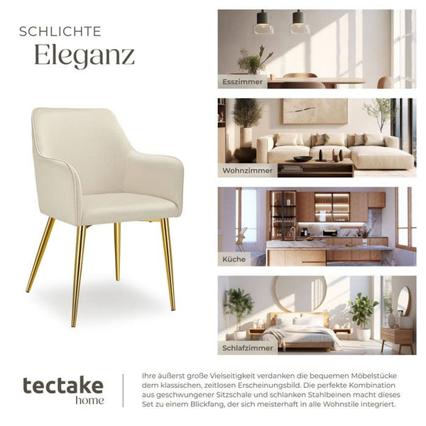 Armlehnstuhl Avane, Samtoptik, gepolstert beige 4er Set