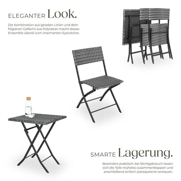 Rattan Balkonset Trevi, grau