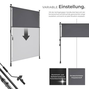 Klemmmarkise Taija dunkelgrau 100 x 310 cm