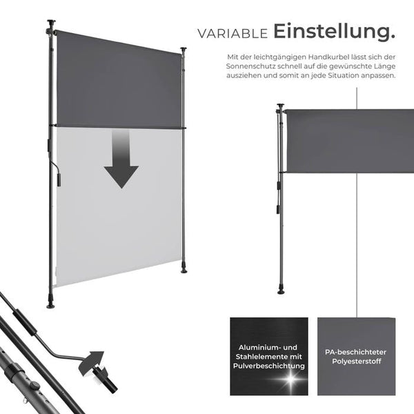 Klemmmarkise Taija dunkelgrau 100 x 310 cm