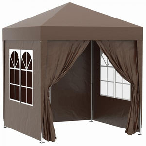 Faltpavillon, Schnellaufbau, 4 Seitenwände, 2 grosse Fenster, Stahlrahmen, schwarz, 2x2m
