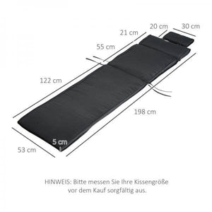 Liegenauflage Liegenpolster Gartenliege mit Kopfkissen abnehmbar Bezug Grau 198 x 53 x 5 cm