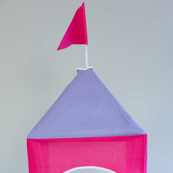 Hochbett Kinder 90x200 cm Weiss mit Vorhang in Pink | Turm | Rutsche | ohne Lattenrost