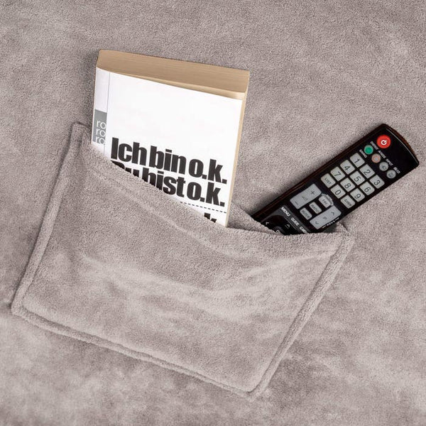 2 cuddly blankets with sleeves, grey, 200 x 170 cm
