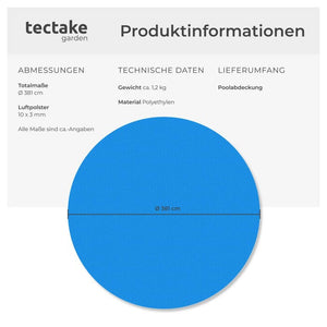 Poolabdeckung Solarfolie rund Ø 381 cm