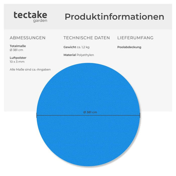 Poolabdeckung Solarfolie rund Ø 381 cm
