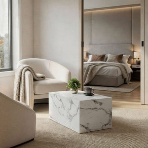 Couchtisch Lasley Marmor Optik weiß 90 x 50 x 40 cm