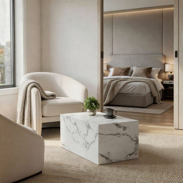 Couchtisch Lasley Marmor Optik weiß 90 x 50 x 40 cm
