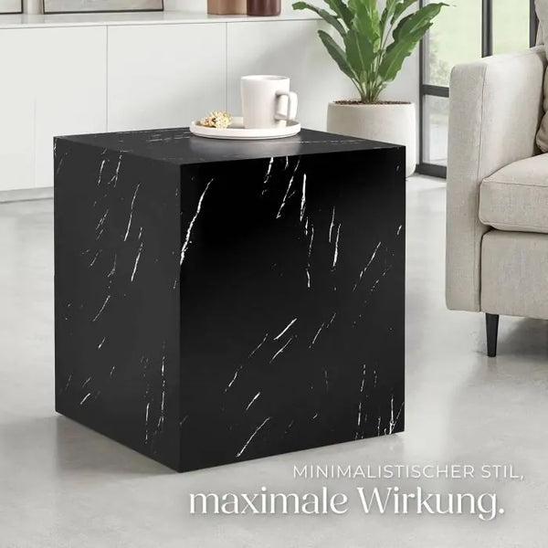 Couchtisch Lasley Würfel Marmor Optik schwarz 45 x 45 x 50 cm