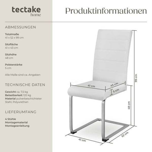 4x Esszimmer-/Schwingstühle, weiss