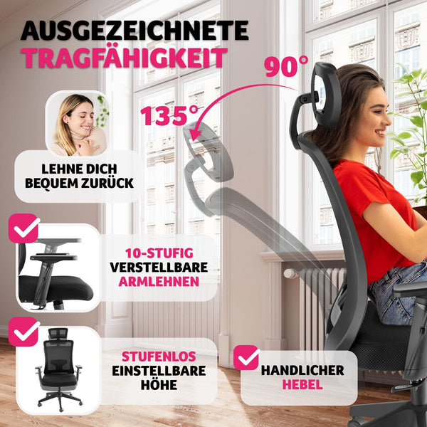 Phoibe ergonomic office chair with adjustable headrest