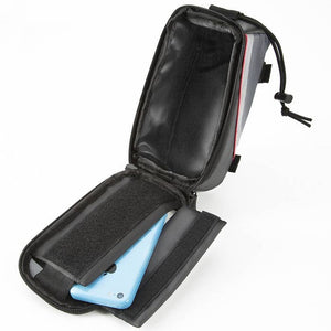 Fahrradtasche mit Rahmen-Befestigung für Smartphones schwarz/grau/rot 20 x 9,5 x 10 cm