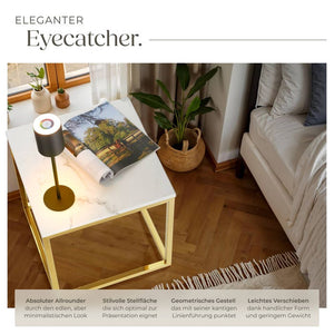 Marmor-Beistelltisch Alysia gold/weiss