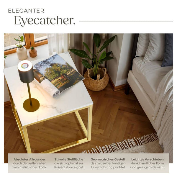 Marmor-Beistelltisch Alysia gold/weiss