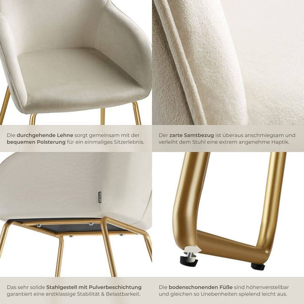 Esszimmerstuhl Jeane Samtoptik creme/gold pro Stück