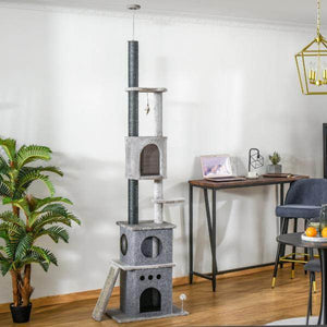 Kratzbaum Deckenhoch Katzenbaum mit Spielbaum Sisal 225-255 höhenverstellbar