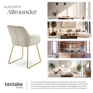 Esszimmerstuhl Jeane Samtoptik creme/gold 4er Set