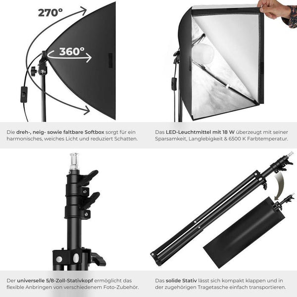 Studioleuchte mit Softbox und Stativ