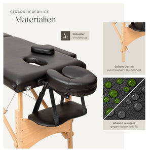 Lettino da massaggio a 2 zone con imbottitura da 5 cm, nero